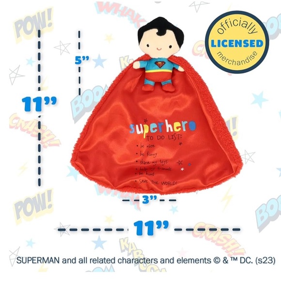 👶🏼Babies 1st SuperHero DC Comics Superman Lovely Blanky  Security Blanket - Picture 8 of 11